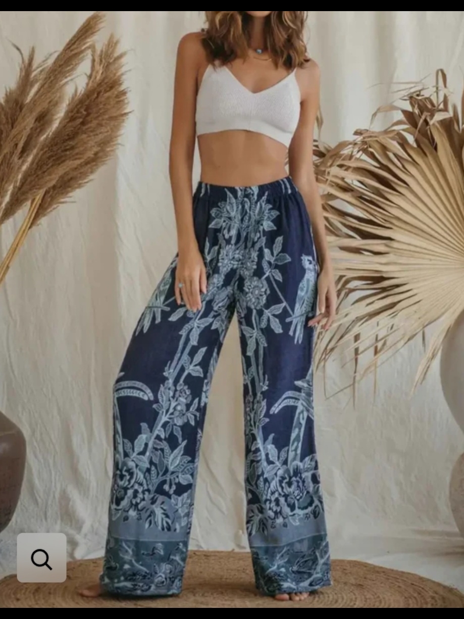 Reversible High-Rise Wide Leg Modal Floral Pant